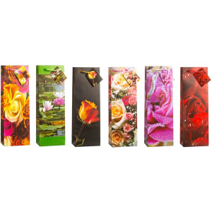 TSI 12er Pack Geschenktüte Flasche ca. 12 x 8 x 36 cm ROSEN
