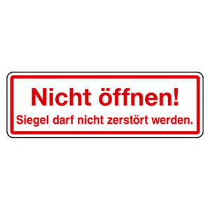 Siegel "Nicht öffnen! Siegel darf nicht zerstört werden" 60 x 20 mm aus Dokumentenfolie