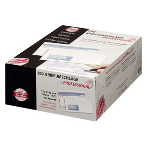 Briefumschlag Revelope® - 112 x 225 mm, m. Fenster, weiß, 90 g/qm, Innendruck, Revelope-Klebung, 500 Stück