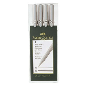 Faber-Castell Tintenschreiber ECCO PIGMENT - 4er Set (0,1/0,3/0,5/0,7 mm)