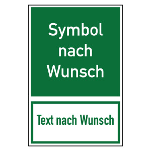 Rettungszeichen mit Text und Symbol nach Wunsch Kombischild DIN EN ISO 7010