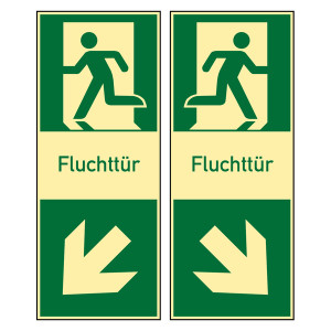 Rettungszeichen Fluchttür mit Richtungsangabe