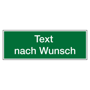Rettungszeichen mit Text nach Wunsch