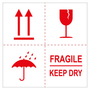 Verpackungskennzeichen Fragile keep dry