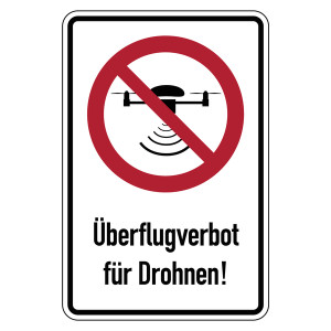 Verbotsschild Überflugverbot für Drohnen Kombischild Aluminium geprägt und gelocht 200 x 300 mm Einzelschild