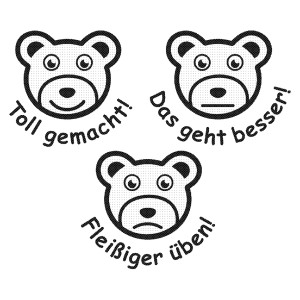 3er Set Belobigungsstempel Lehrer Holz Bären, 23 x 20 mm