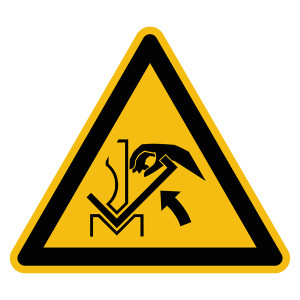 Warnzeichen Warnung vor Quetschgefahr der Hand zwischen Presse und Werkstück DIN EN ISO 7010 W031