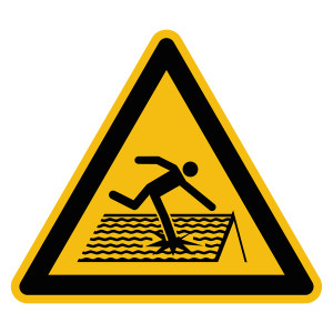 Warnzeichen Warnung vor nicht durchtrittsicherem Dach DIN EN ISO 7010 W036