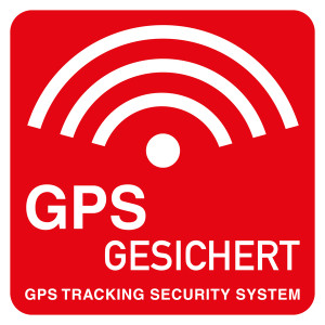 GPS Tracker Aufkleber "GPS-Gesichert" 40 x 40 mm auf Bogen á 12 Stück wetter- und UV-beständig
