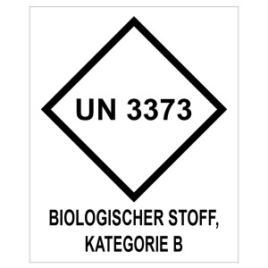 Gefahrzettel, Ansteckungsgefährliche Stoffe, mit UN 3373, BIOLOGISCHER STOFF, KATEGORIE B (Deutsch)