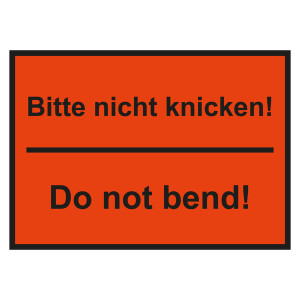 Paketaufkleber Bitte nicht knicken! - Do not bend!, Orange