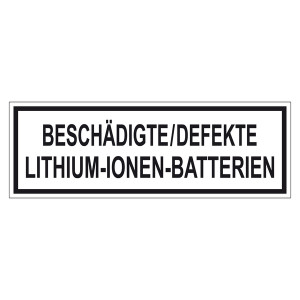 Verpackungskennzeichen BESCHÄDIGTE/DEFEKTE LITHIUM-IONEN-BATTERIEN