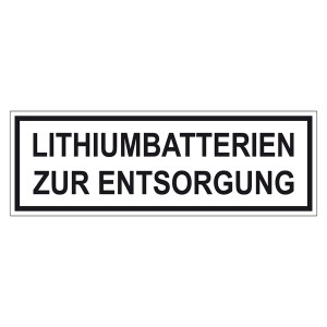 Verpackungskennzeichen LITHIUMBATTERIEN ZUR ENTSORGUNG
