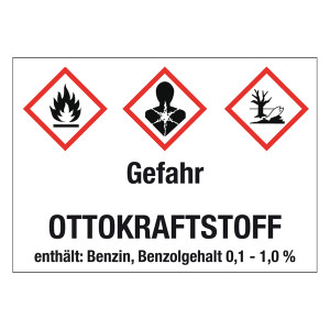 GHS-Kraftstoffetikett Ottokraftstoff für stationäre Tanks und Rohrleitungen
