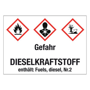 GHS-Kraftstoffetikett Diesel-Kraftstoff für stationäre Tanks und Rohrleitungen