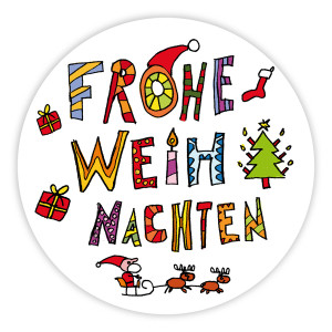 Weihnachtsaufkleber rund "Frohe Weihnachten" 40 mm 100er Rolle