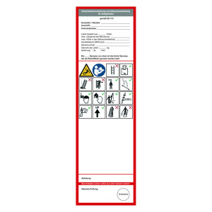 Grundplakette weiß "Sicherheitskennzeichnung und Gebrauchsanweisung für Anlegeleitern" nach DIN EN 131 Folie 65 x 225 mm