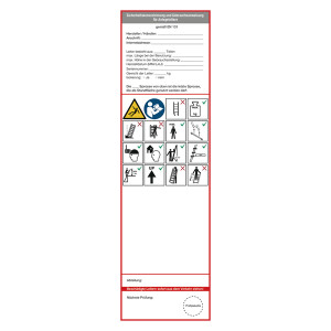 Grundplakette weiß "Sicherheitskennzeichnung und Gebrauchsanweisung für Anlegeleitern" nach DIN EN 131 Folie 65 x 225 mm