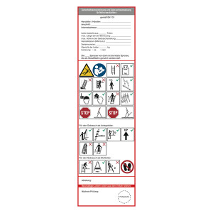 Grundplakette weiß "Sicherheitskennzeichnung und Gebrauchsanweisung für Mehrzweckleitern" nach DIN EN 131