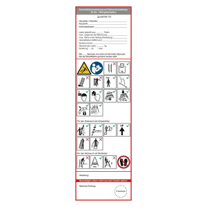Grundplakette weiß "Sicherheitskennzeichnung und Gebrauchsanweisung für Ein- und Mehrgelenkleitern" nach DIN EN 131