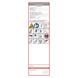 Grundplakette weiß "Sicherheitskennzeichnung und Gebrauchsanweisung für mobile Podestleitern" nach DIN EN 131 Folie 65 x 225 mm