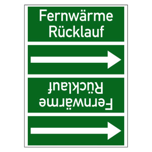 Rohrleitungskennzeichen Fernwärme Rücklauf für Rohrleitungen ab Ø 50 mm (2 Zoll), Folie selbstklebend 90 mm x 33 m auf Rolle