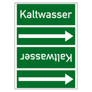 Rohrleitungskennzeichen Kaltwasser für Rohrleitungen ab Ø 50 mm (2 Zoll), Folie selbstklebend 90 mm x 33 m auf Rolle