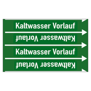 Rohrleitungskennzeichen Kaltwasser Vorlauf für Rohrleitungen ab Ø 10 mm (3/8 Zoll), Folie selbstklebend 90 mm x 33 m auf Rolle