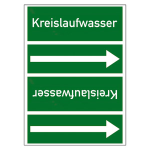Rohrleitungskennzeichen Kreislaufwasser für Rohrleitungen ab Ø 50 mm (2 Zoll), Folie selbstklebend 90 mm x 33 m auf Rolle