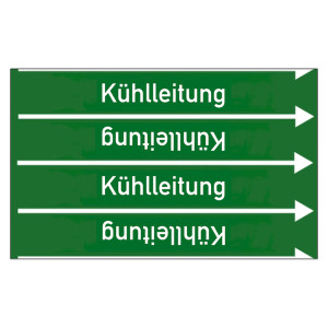 Rohrleitungskennzeichen Kühlleitung für Rohrleitungen ab Ø 10 mm (3/8 Zoll), Folie selbstklebend 90 mm x 33 m auf Rolle