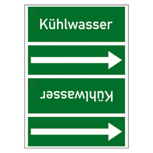 Rohrleitungskennzeichen Kühlwasser für Rohrleitungen ab Ø 50 mm (2 Zoll), Folie selbstklebend 90 mm x 33 m auf Rolle