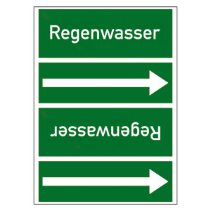 Rohrleitungskennzeichen Regenwasser für Rohrleitungen ab Ø 50 mm (2 Zoll), Folie selbstklebend 90 mm x 33 m auf Rolle
