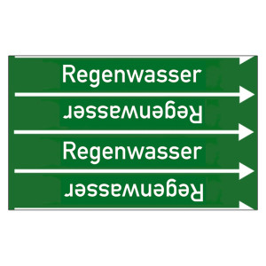 Rohrleitungskennzeichen Regenwasser für Rohrleitungen ab Ø 10 mm (3/8 Zoll), Folie selbstklebend 90 mm x 33 m auf Rolle