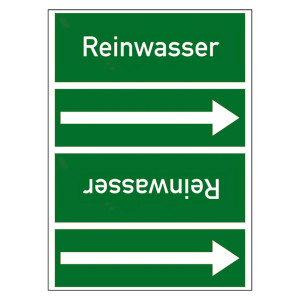 Rohrleitungskennzeichen Reinwasser für Rohrleitungen ab Ø 50 mm (2 Zoll), Folie selbstklebend 90 mm x 33 m auf Rolle