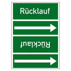 Rohrleitungskennzeichen Rücklauf für Rohrleitungen ab Ø 50 mm (2 Zoll), Folie selbstklebend 90 mm x 33 m auf Rolle