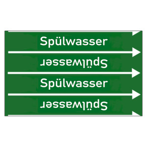 Rohrleitungskennzeichen Spülwasser für Rohrleitungen ab Ø 10 mm (3/8 Zoll), Folie selbstklebend 90 mm x 33 m auf Rolle