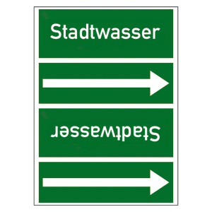 Rohrleitungskennzeichen Stadtwasser für Rohrleitungen ab Ø 50 mm (2 Zoll), Folie selbstklebend 90 mm x 33 m auf Rolle