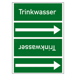 Rohrleitungskennzeichen Trinkwasser für Rohrleitungen ab Ø 50 mm (2 Zoll), Folie selbstklebend 90 mm x 33 m auf Rolle