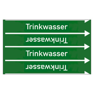 Rohrleitungskennzeichen Trinkwasser für Rohrleitungen ab Ø 10 mm (3/8 Zoll), Folie selbstklebend 90 mm x 33 m auf Rolle
