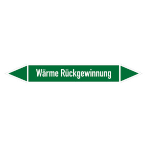 Rohrleitungskennzeichen Wärme Rückgewinnung