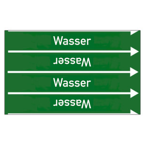 Rohrleitungskennzeichen Wasser für Rohrleitungen ab Ø 10 mm (3/8 Zoll), Folie selbstklebend 90 mm x 33 m auf Rolle