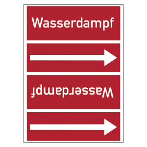 Rohrleitungskennzeichen Wasserdampf für Rohrleitungen ab Ø 50 mm (2 Zoll), Folie selbstklebend 90 mm x 33 m auf Rolle
