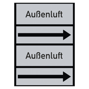 Rohrleitungskennzeichen Außenluft für Rohrleitungen ab Ø 50 mm (2 Zoll), Folie selbstklebend 90 mm x 33 m auf Rolle