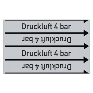 Rohrleitungskennzeichen Druckluft 4 bar für Rohrleitungen ab Ø 10 mm (3/8 Zoll), Folie selbstklebend 90 mm x 33 m auf Rolle