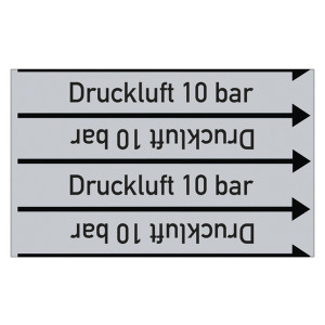 Rohrleitungskennzeichen Druckluft 10 bar für Rohrleitungen ab Ø 10 mm (3/8 Zoll), Folie selbstklebend 90 mm x 33 m auf Rolle