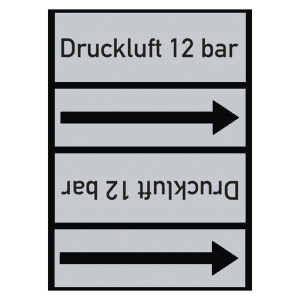 Rohrleitungskennzeichen Druckluft 12 bar für Rohrleitungen ab Ø 50 mm (2 Zoll), Folie selbstklebend 90 mm x 33 m auf Rolle