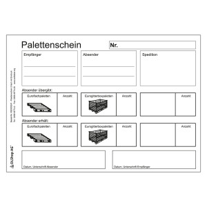 Palettenschein Lademittelnachweis mit Eindruck DIN A5 quer Block á 50 Satz 2-fach