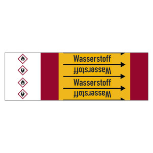 Rohrleitungskennzeichen Wasserstoff für Rohrleitungen ab Ø 10 mm (3/8 Zoll), Folie selbstklebend 105 mm x 33 m auf Rolle