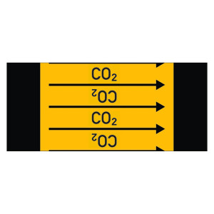 Rohrleitungskennzeichen CO2 für Rohrleitungen ab Ø 10 mm (3/8 Zoll), Folie selbstklebend 90 mm x 33 m auf Rolle