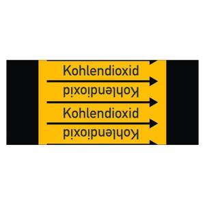 Rohrleitungskennzeichen Kohlendioxid für Rohrleitungen ab Ø 10 mm (3/8 Zoll), Folie selbstklebend 90 mm x 33 m auf Rolle